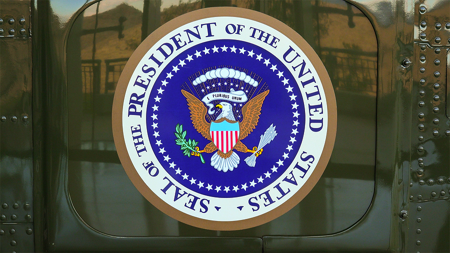 Presidential Seal On The Side Of Presidential Helicopter “marine Financial Lessons
